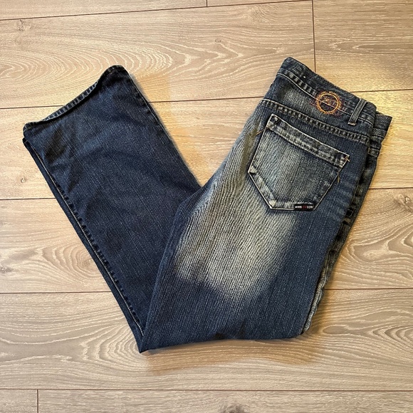 Y2K Faded Pinstriped Vintage Manfred Denim Relaxed Fit Jeans - Picture 1 of 6